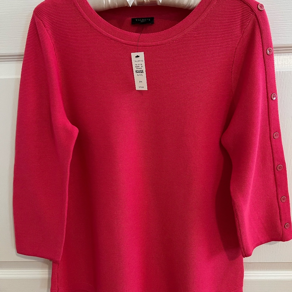 Talbots pink pull over lightweight sweater petite medium